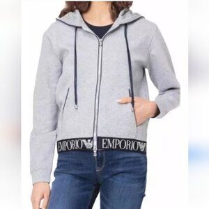 EMPERIO ARMANI | Zip Up Sweatshirt Hoodie Navy Gray Sz 48 XL